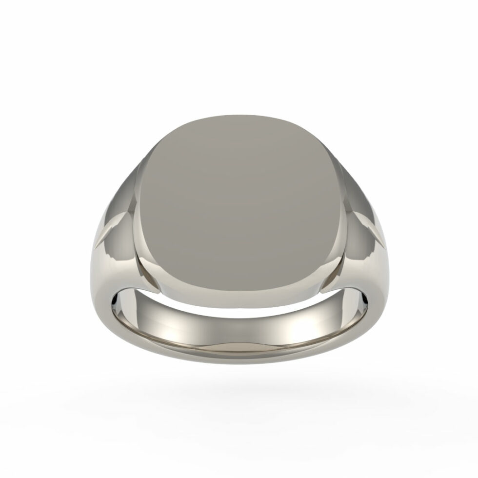 Ring Shape Plate Cushion Plate With Edge Pattern Platinum Signet Ring - Titcombe Bespoke ...