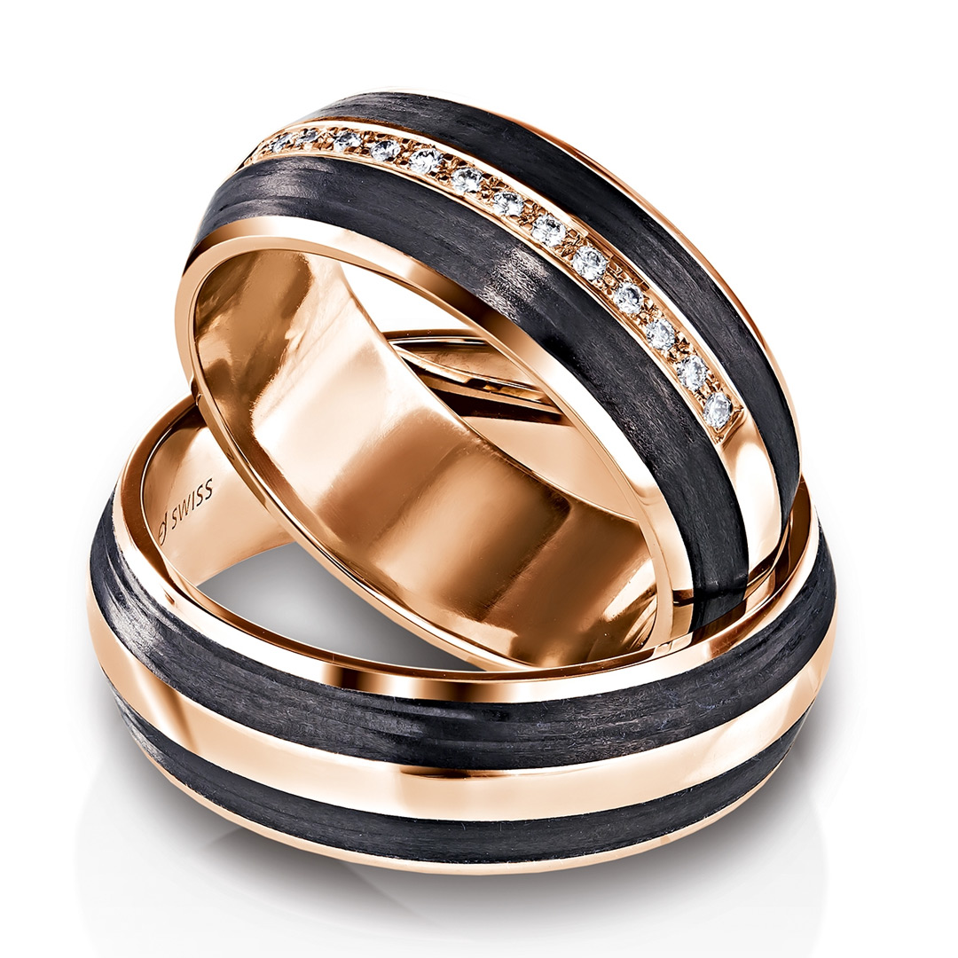 Furrer Jacot Carbon 18ct Rose Gold Wedding Ring (62-53040-0-0 - 61-53040-0-0 - 71-32040-0-0)