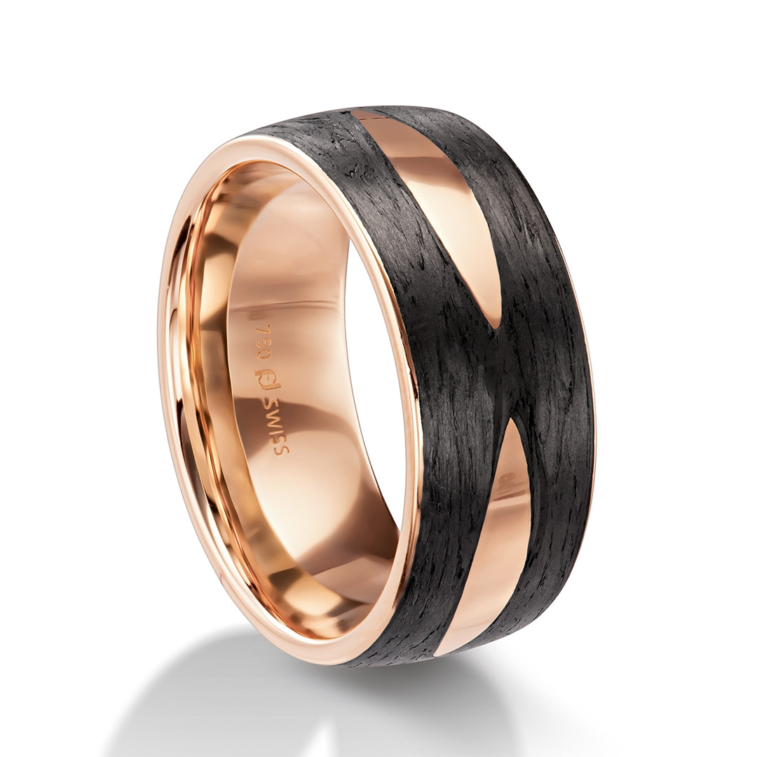 Furrer Jacot Carbon 18ct Rose Gold Wedding Ring (71-29150-0-0)