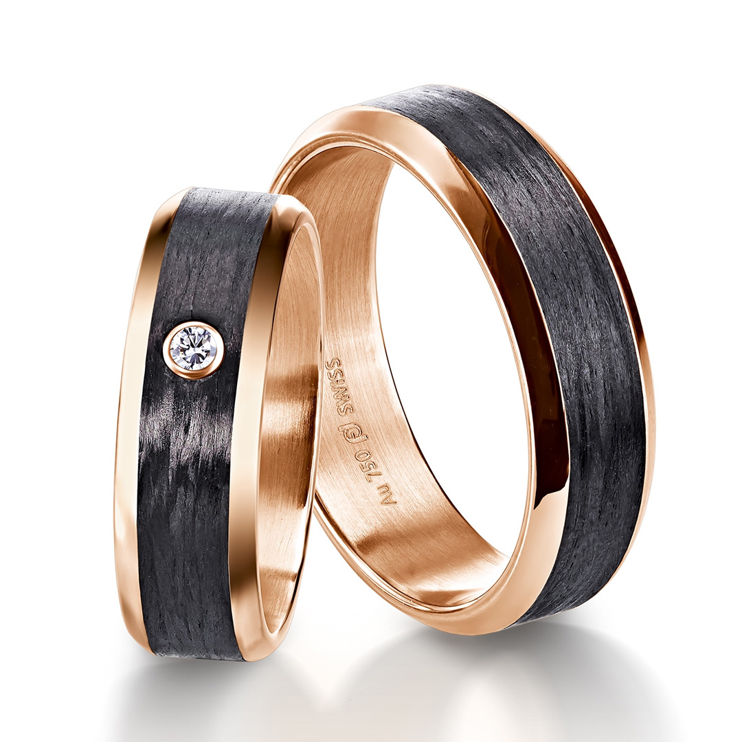 Furrer Jacot Carbon 18ct Rose Gold Wedding Ring (71-84280-0-0 - 71-29280-0-0)