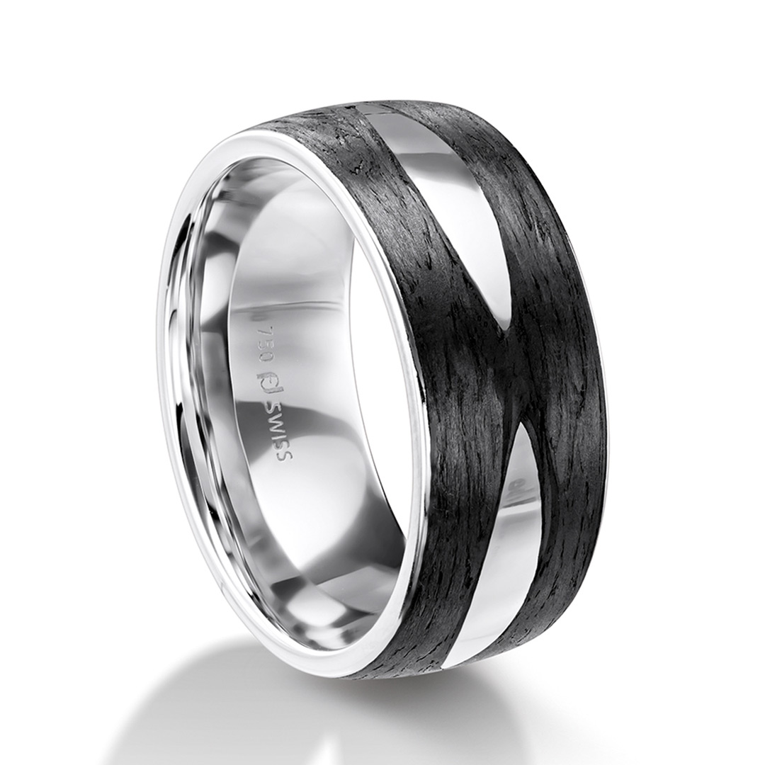 Furrer Jacot Carbon 18ct White Gold Wedding Ring (71-29150-0-0)