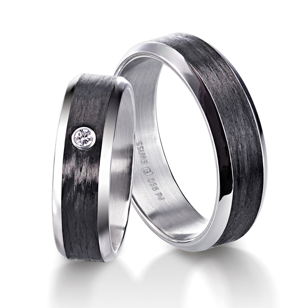 Furrer Jacot Carbon 18ct White Gold Wedding Ring (71-84280-0-0 - 71-29280-0-0)