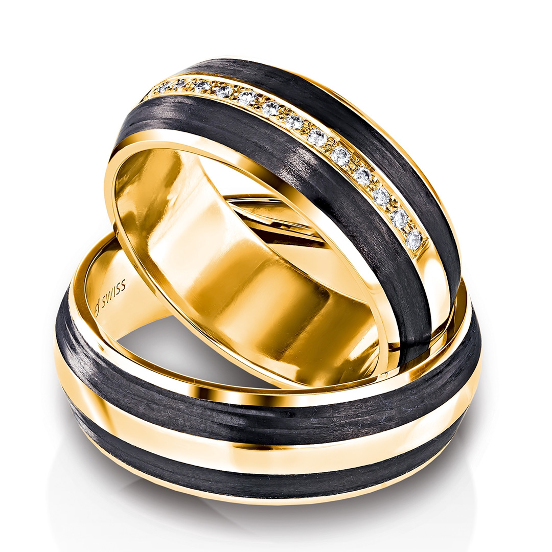 Furrer Jacot Carbon 18ct Yellow Gold Wedding Ring (62-53040-0-0 - 61-53040-0-0 - 71-32040-0-0)