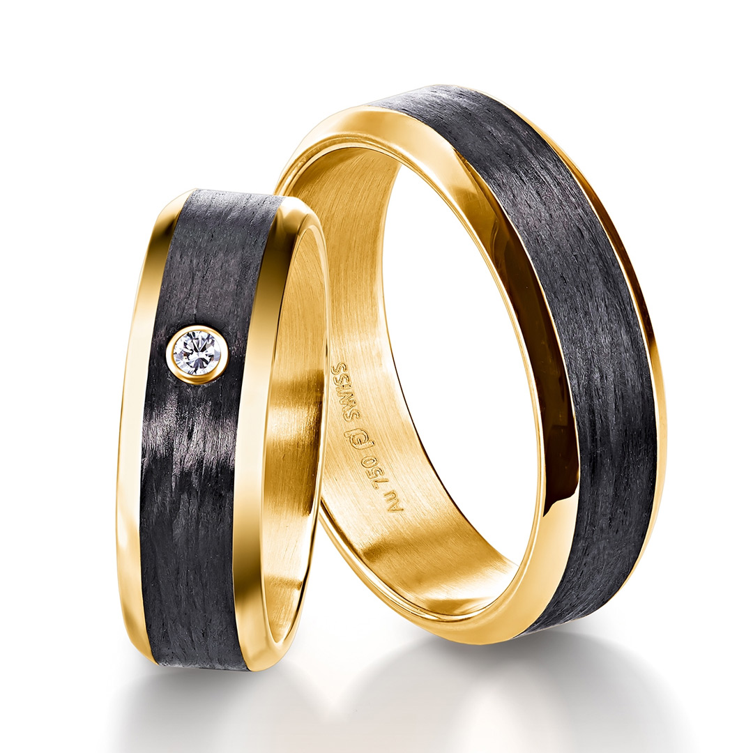 Furrer Jacot Carbon 18ct Yellow Gold Wedding Ring (71-84280-0-0 - 71-29280-0-0)