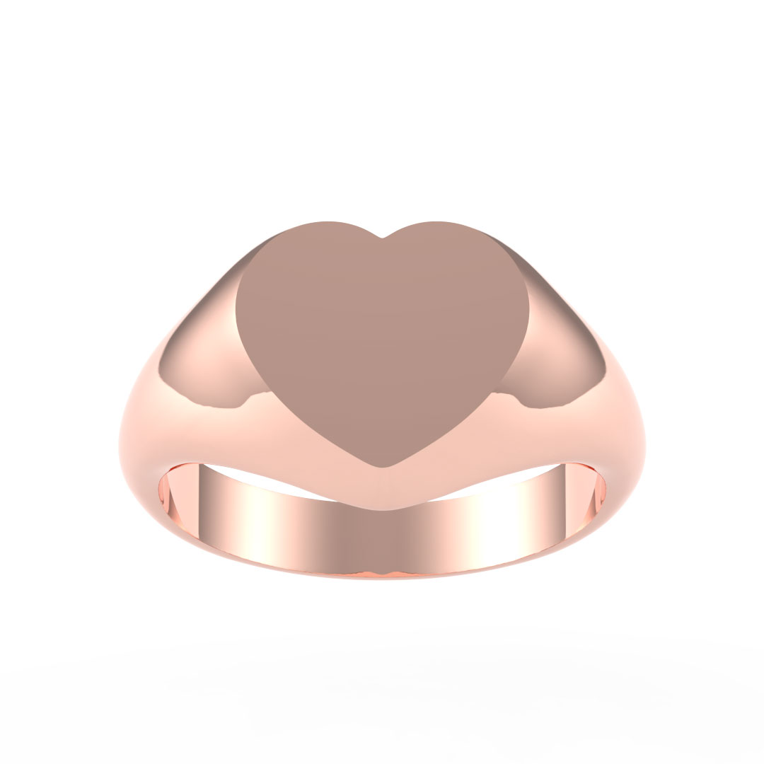 Heart Plate 18ct Rose Gold Signet Ring