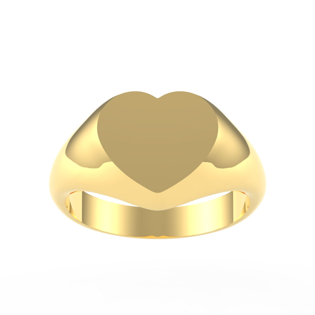 Heart Plate 18ct Yellow Gold Signet Ring