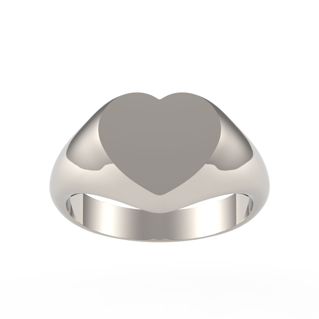 Heart Plate 9ct White Gold Signet Ring