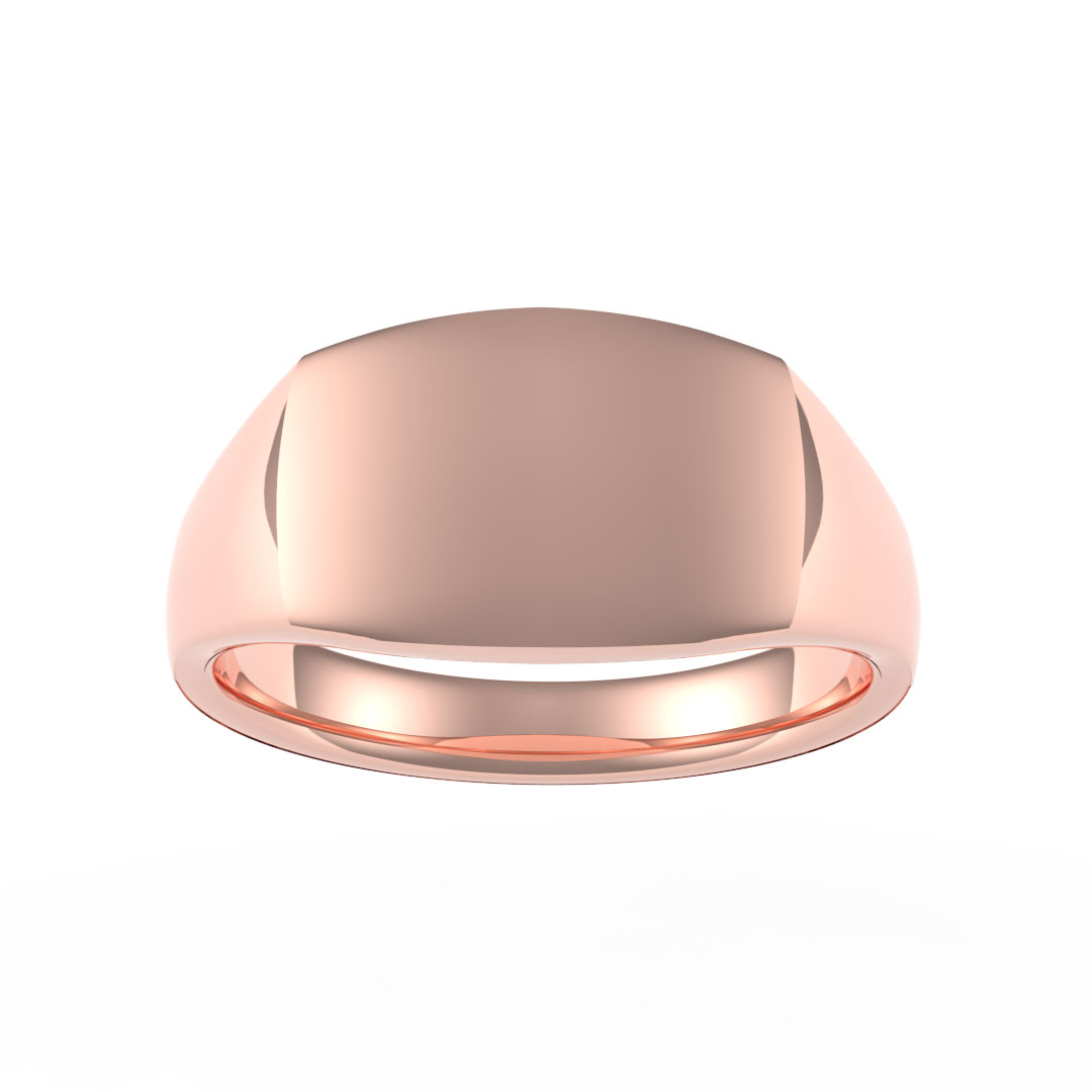 Lightweight Curved Rectangle Plate 18ct Rose Gold Signet Ring