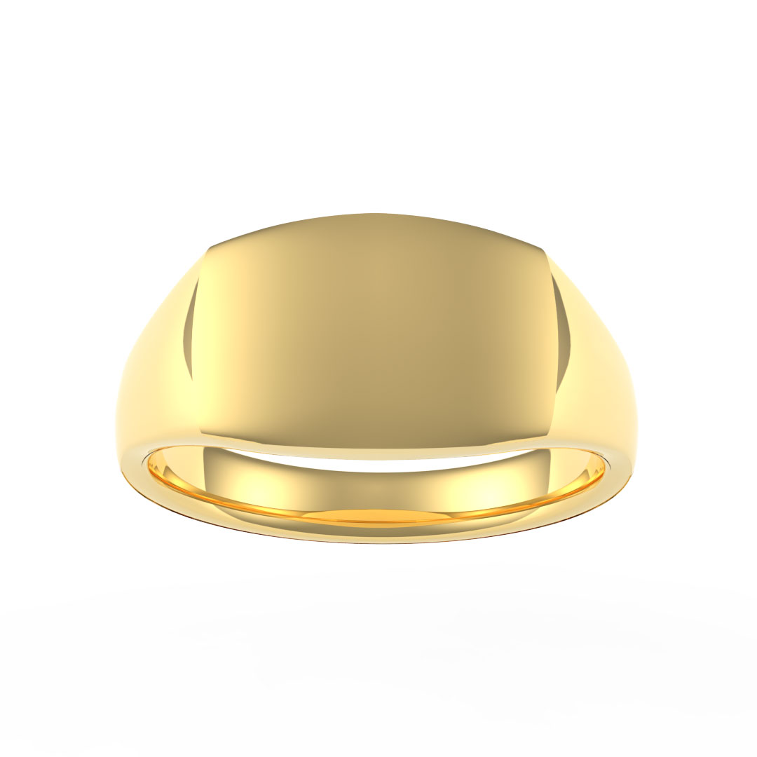 Lightweight Curved Rectangle Plate 18ct Yellow Gold Signet Ring