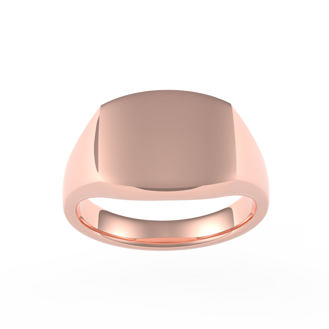 Medium Weight Curved Rectangle Plate 18ct Rose Gold Signet Ring