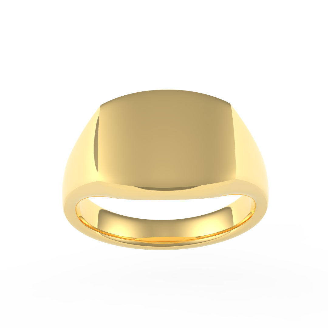 Medium Weight Curved Rectangle Plate 9ct Yellow Gold Signet Ring