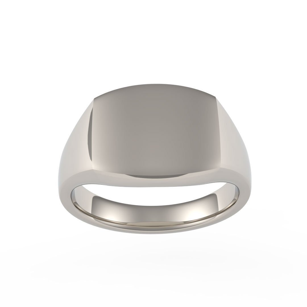 Medium Weight Curved Rectangle Plate Platinum Signet Ring