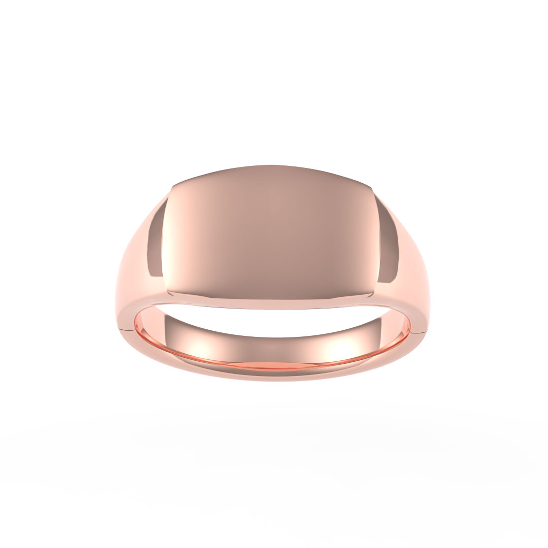 Medium Weight Curved Rectangle Plate With Edge 18ct Rose Gold Signet Ring