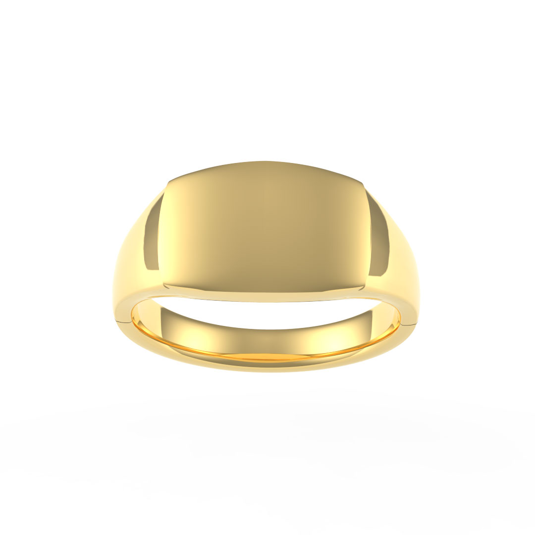 Medium Weight Curved Rectangle Plate With Edge 18ct Yellow Gold Signet Ring