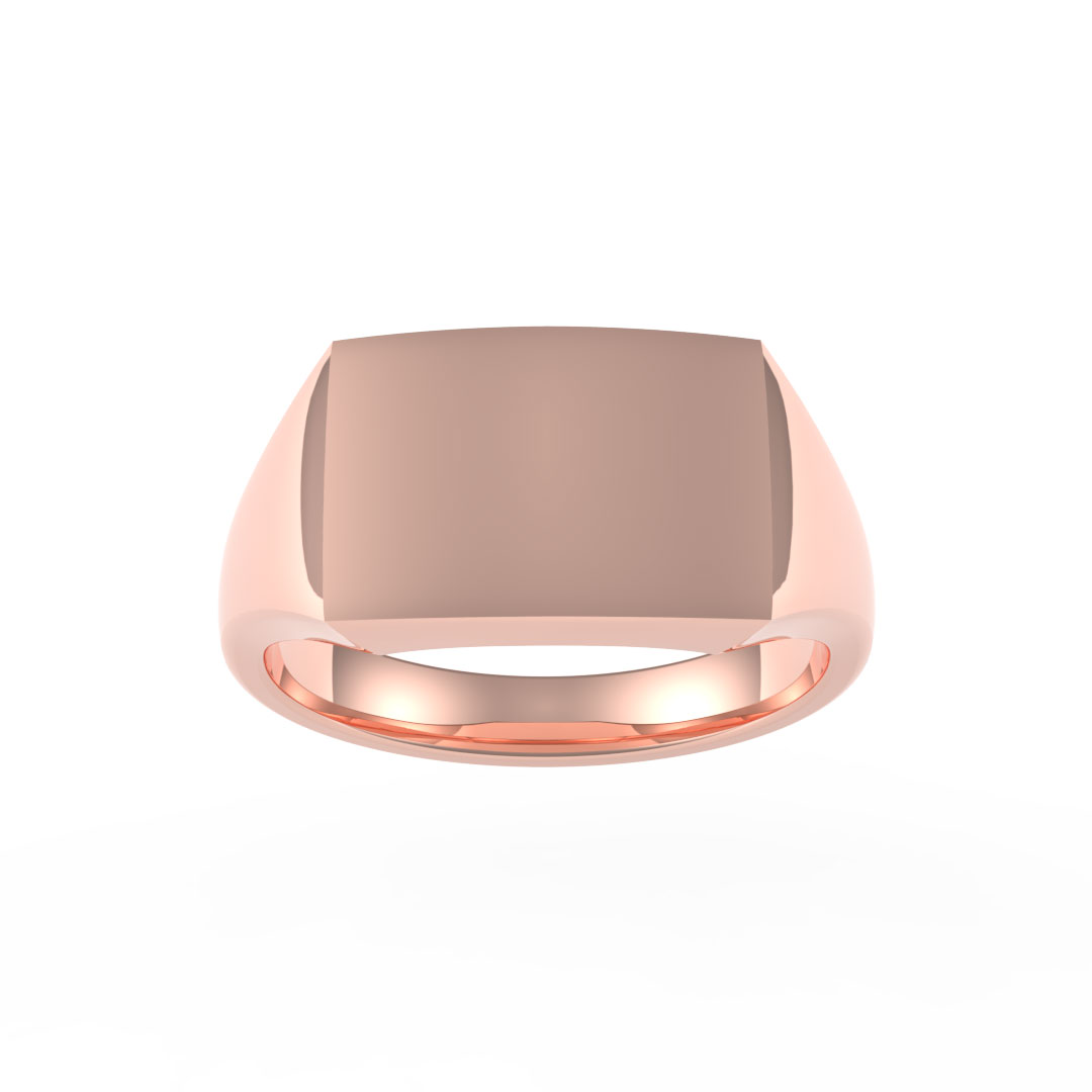 Medium Weight Straight Rectangle Plate 18ct Rose Gold Signet Ring