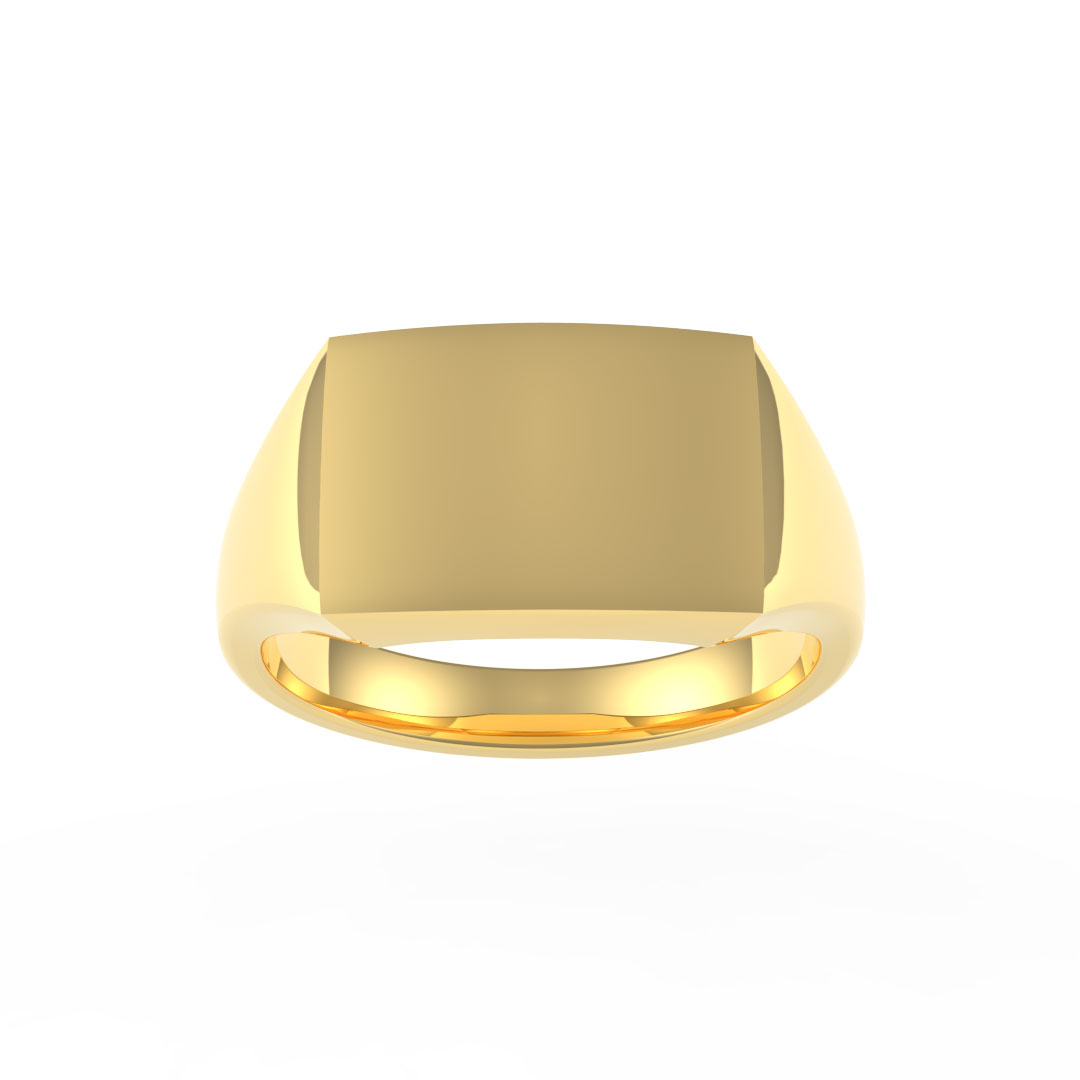 Medium Weight Straight Rectangle Plate 18ct Yellow Gold Signet Ring