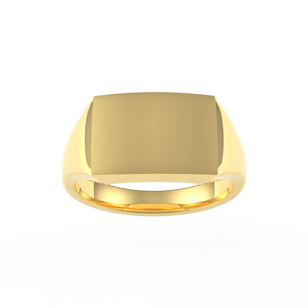 Medium Weight Straight Rectangle Plate 9ct Yellow Gold Signet Ring