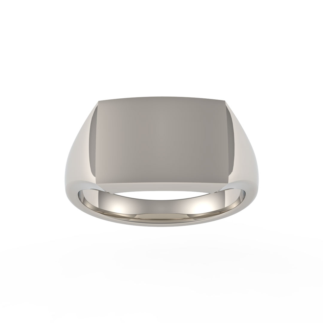 Medium Weight Straight Rectangle Plate Platinum Signet Ring