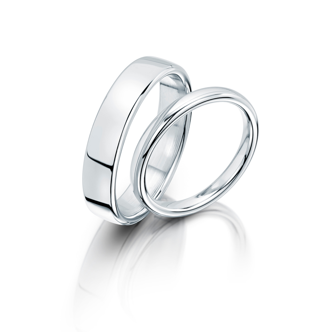 Modern Court Platinum Wedding Bands