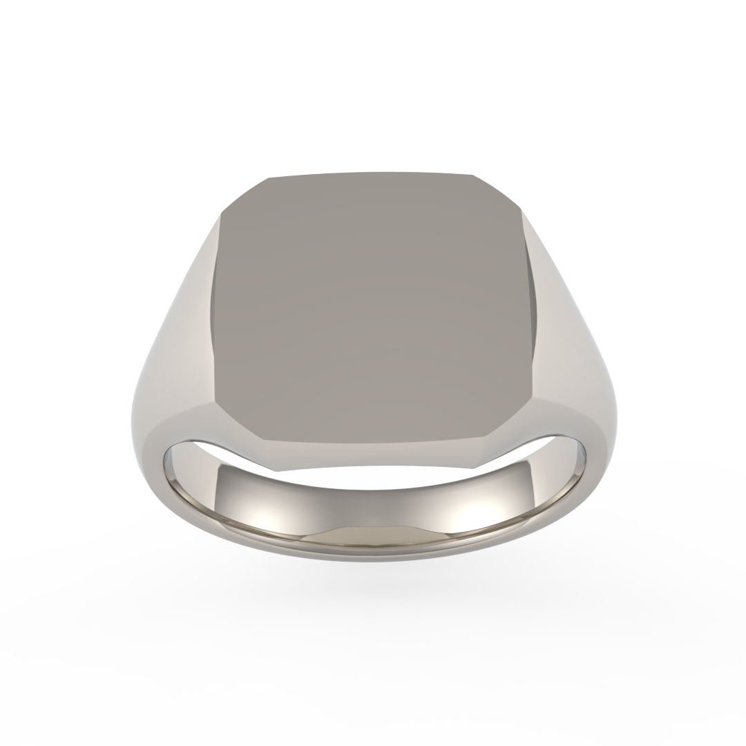 Octagon Plate 9ct White Gold Signet Ring