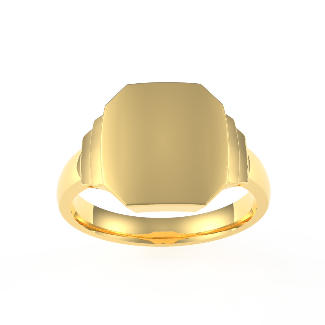 Octagon Plate Steps 18ct Yellow Gold Signet Ring