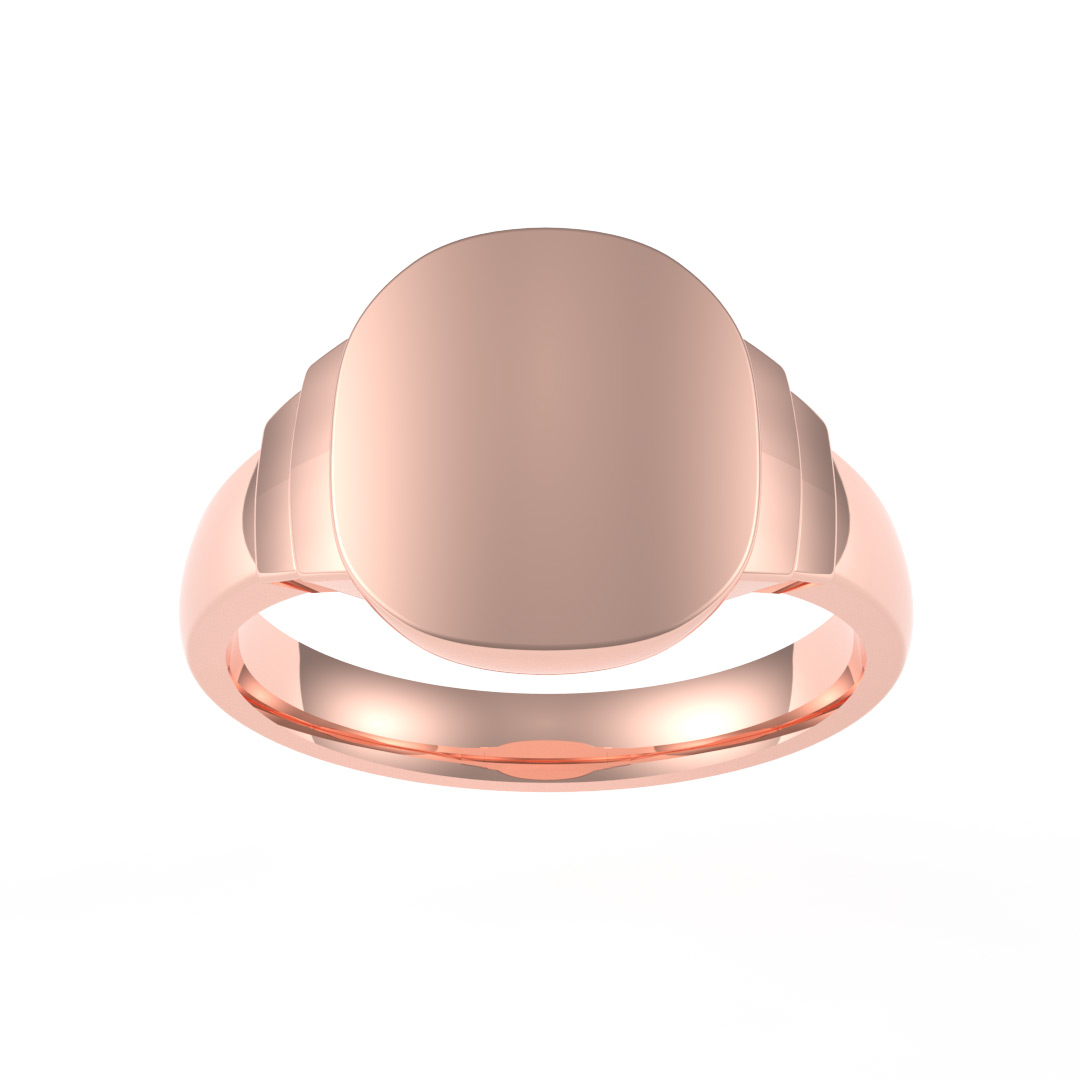 Oval Plate Steps 18ct Rose Gold Signet Ring