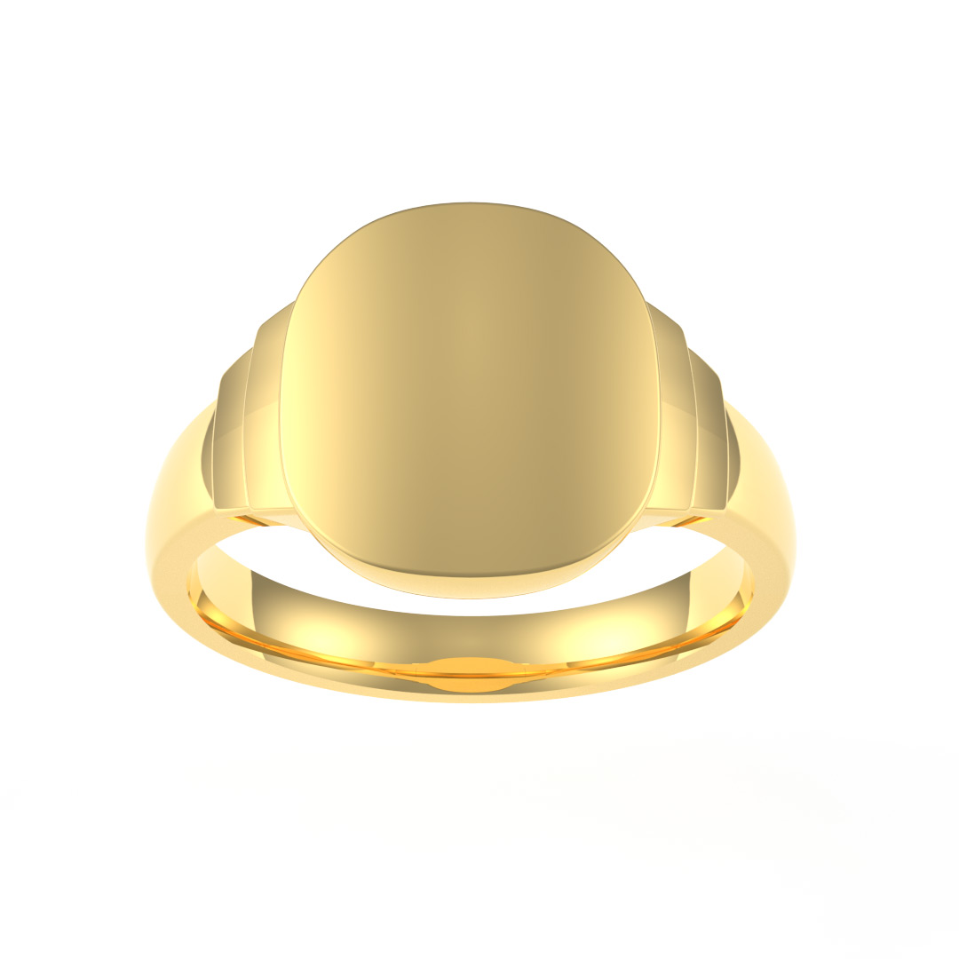 Oval Plate Steps 9ct Yellow Gold Signet Ring