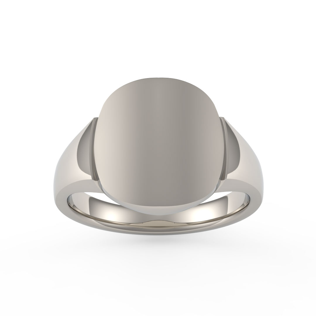 Oval Plate With Edge 9ct White Gold Signet Ring