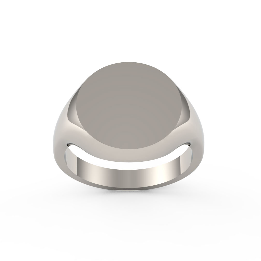 Round Plate 9ct White Gold Signet Ring