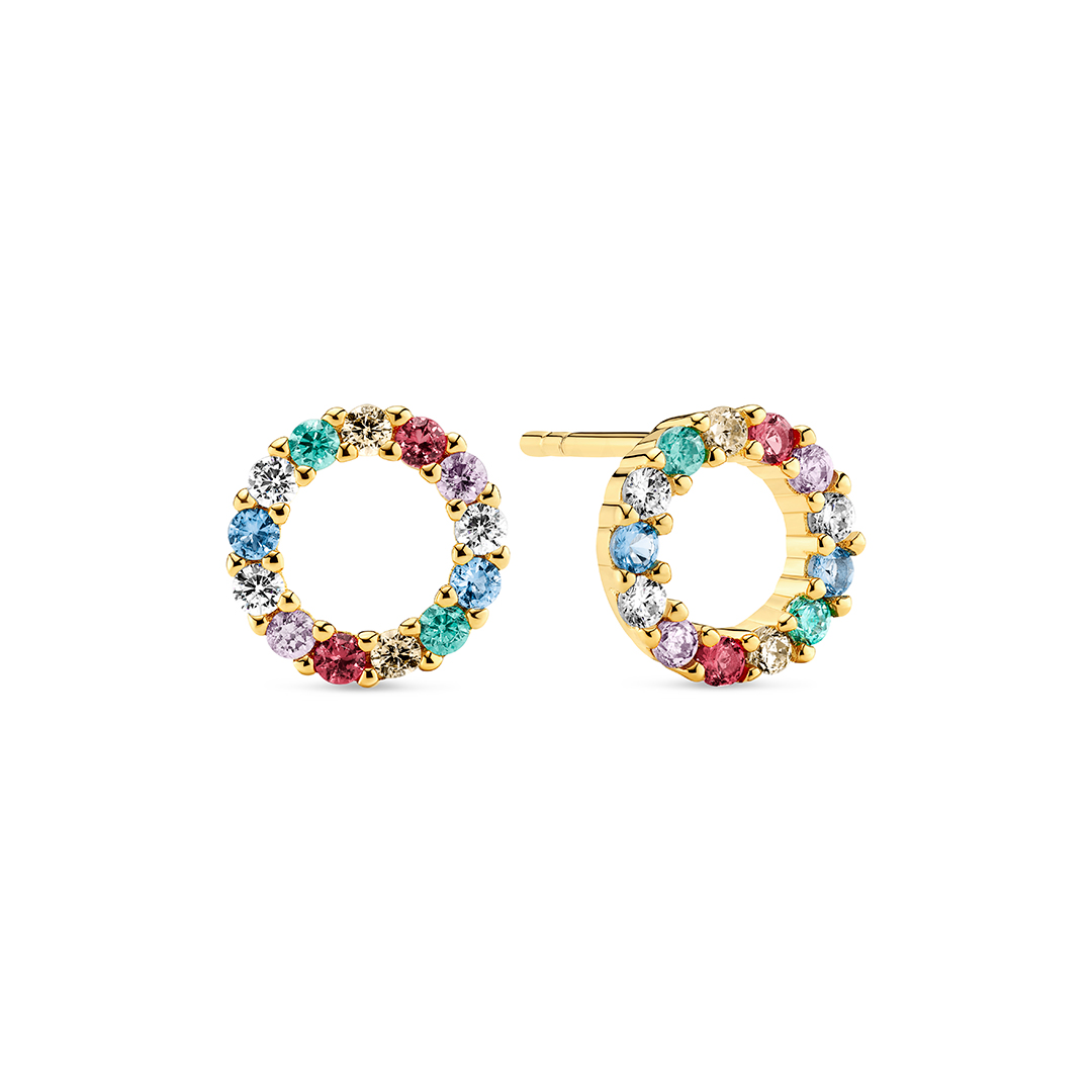 Sif Jakobs Oreringe Biella Uno Multicoloured Zirconia Earrings 18ct Yellow Gold