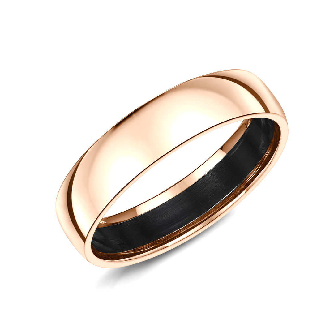 Zirconium Inlay Court 18ct Rose Gold Ring