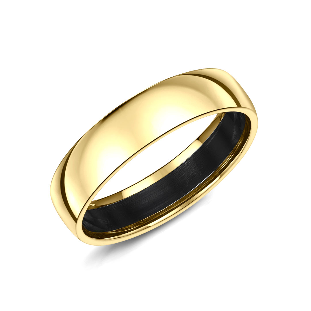 Zirconium Inlay Court 18ct Yellow Gold Ring